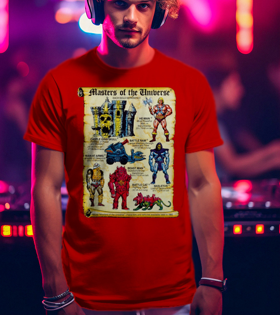 Masters Of The Universe He-Man Castle Grayskull Skeletor Battle Ram Man-At-Arms Beast Man Battle Cat T-Shirt