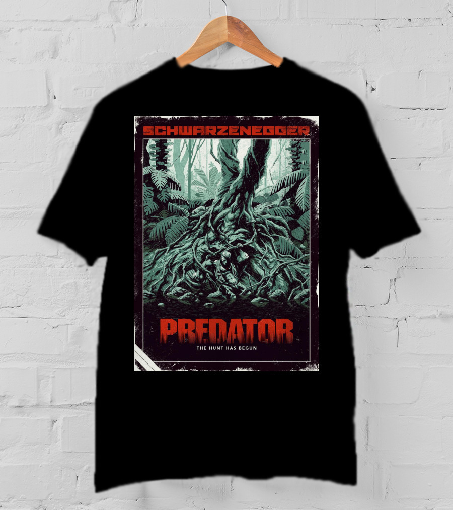 Schwarzenegger Predator The Hunt Has Begun T-Shirt