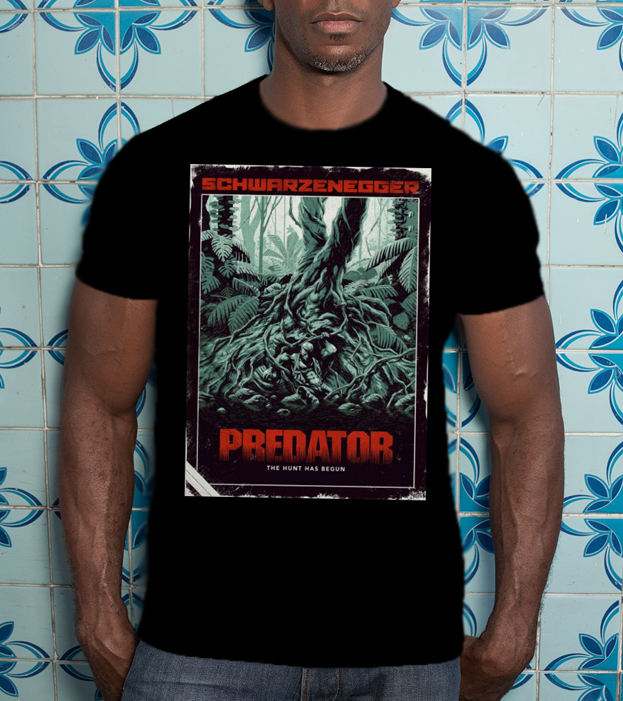 Schwarzenegger Predator The Hunt Has Begun T-Shirt