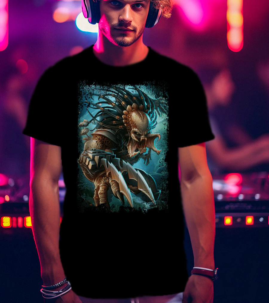 Predator Alien Sci-Fi Creature With Dreadlocks And Blades T-Shirt