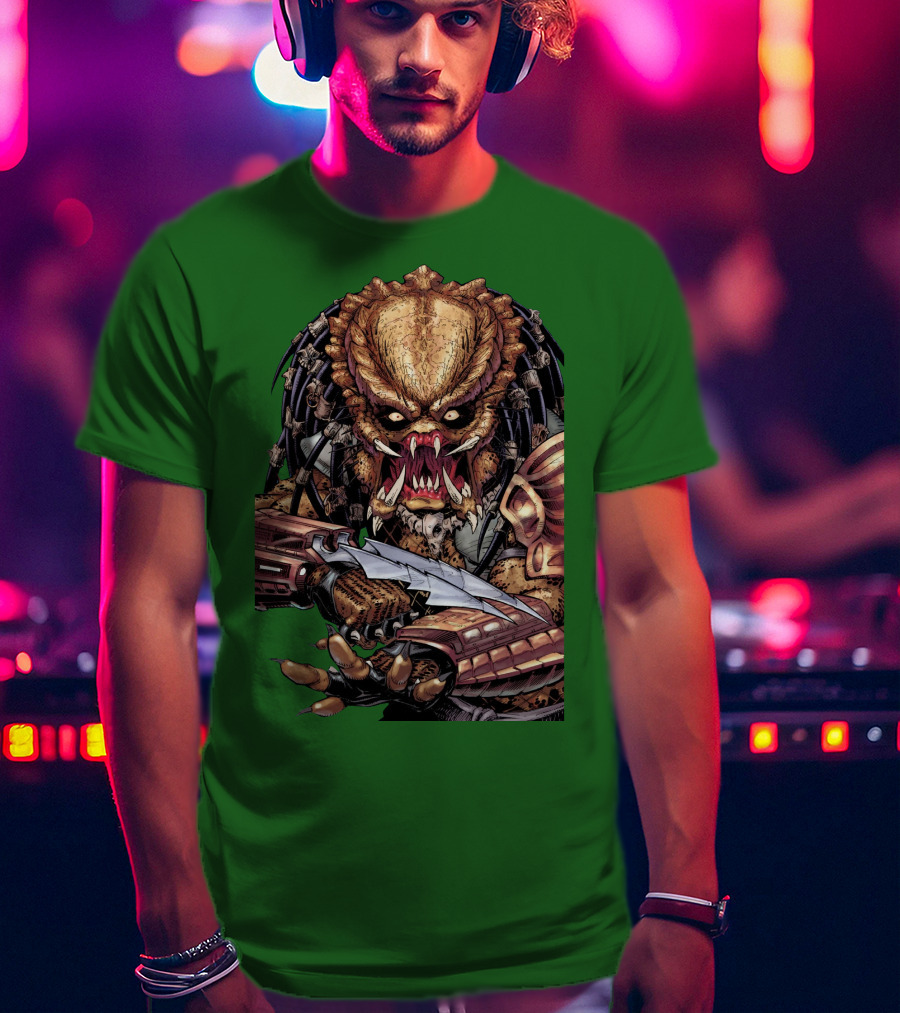 Predator Alien Holding Blade Comic T-Shirt