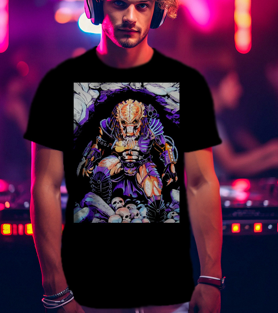 Predator Alien Hunter With Skull Cave And Armor T-Shirt