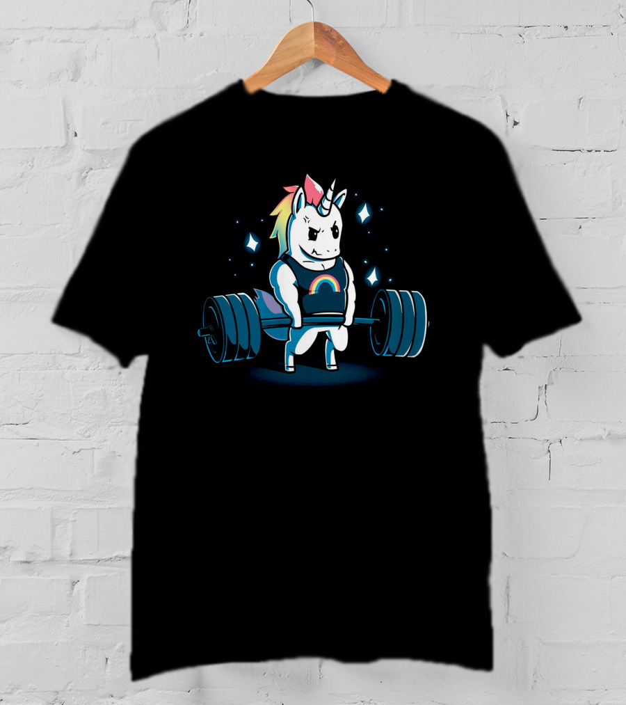 Weightlifting Rainbow Unicorn Gym T-Shirt