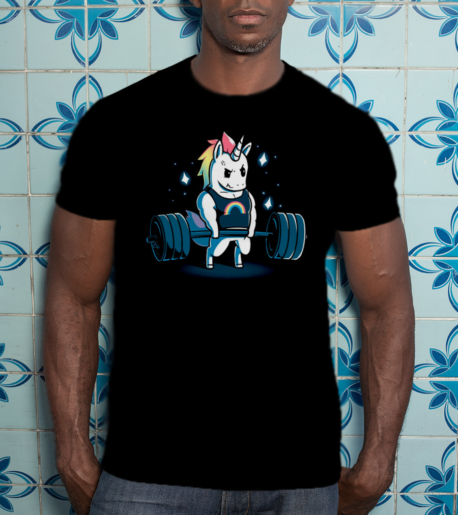 Weightlifting Rainbow Unicorn Gym T-Shirt