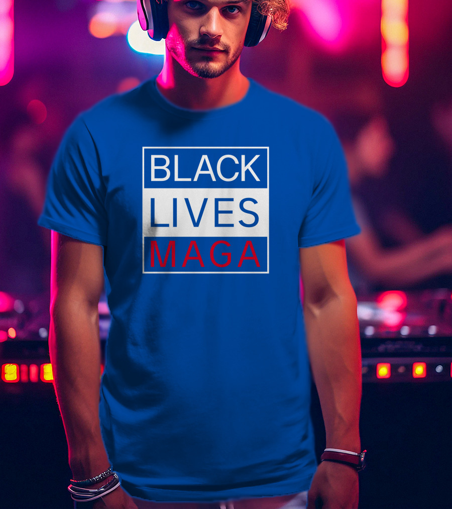 Black Lives Maga Textual Logo Design In Blue White And Red T-Shirt
