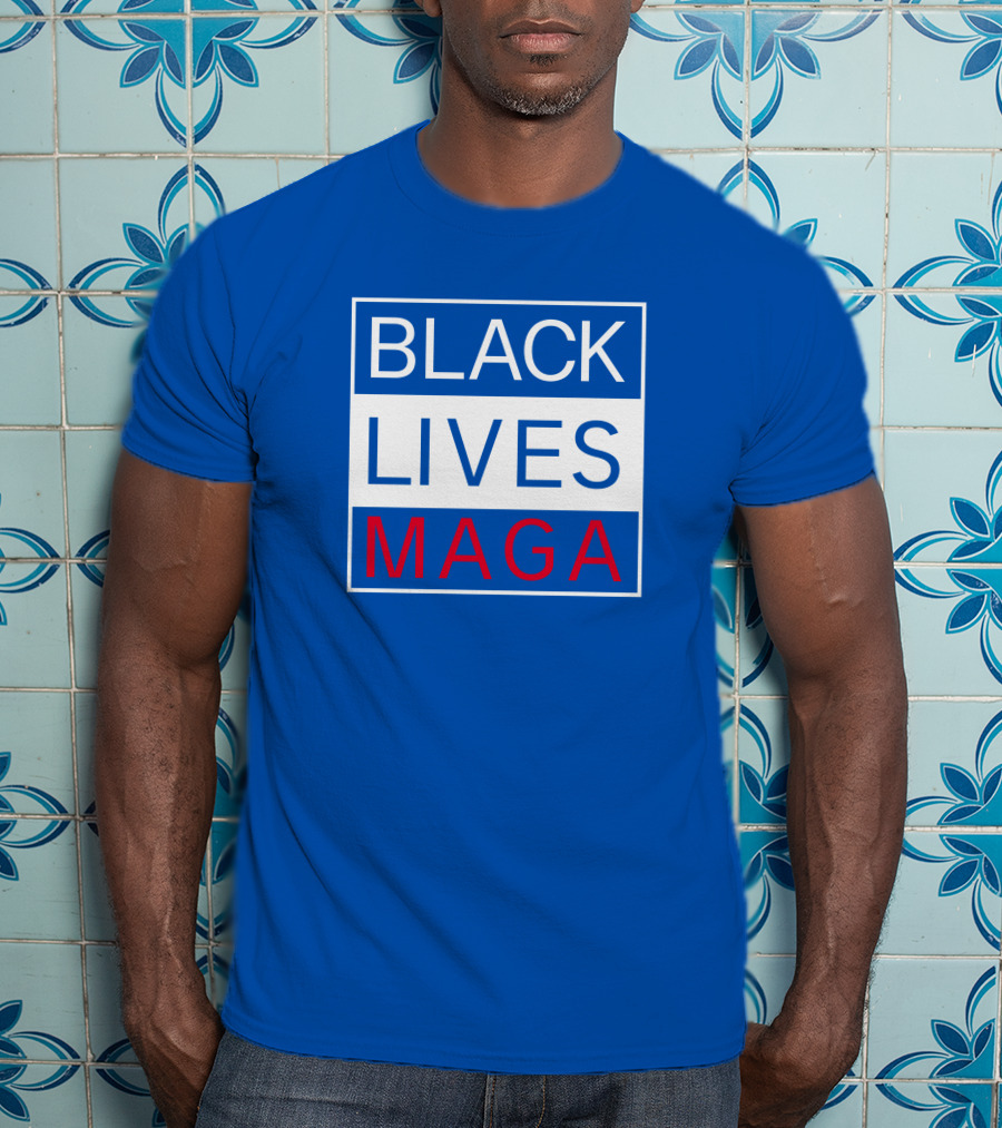 Black Lives Maga Textual Logo Design In Blue White And Red T-Shirt