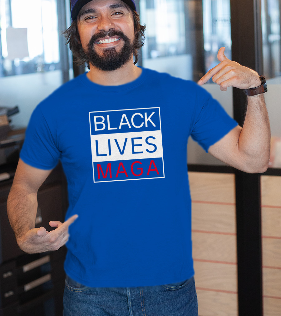 Black Lives Maga Textual Logo Design In Blue White And Red T-Shirt