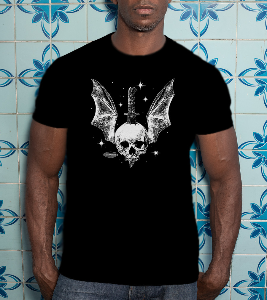 Batskull Knife Bat Wings Skull Stars TeamChip Charlie Worsham T-Shirt