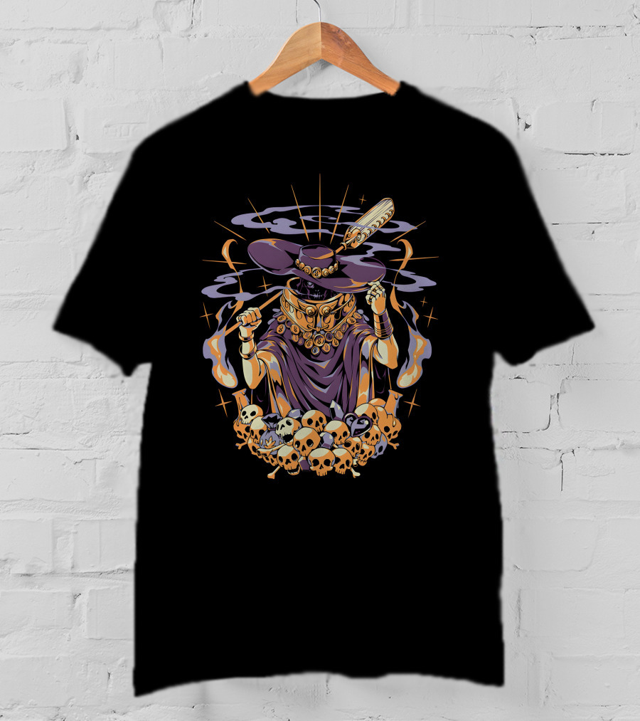 Hades The Stygian Boatman Surrounded By Flaming Skulls And Mystical Elements T-Shirt