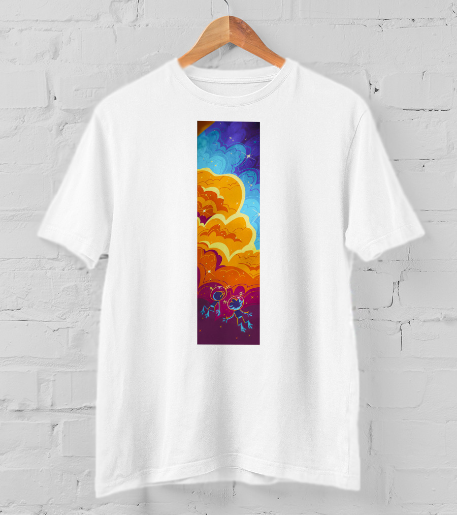 Cosmic Spliffs Oversized White Psychedelic Sky And Clouds T-Shirt