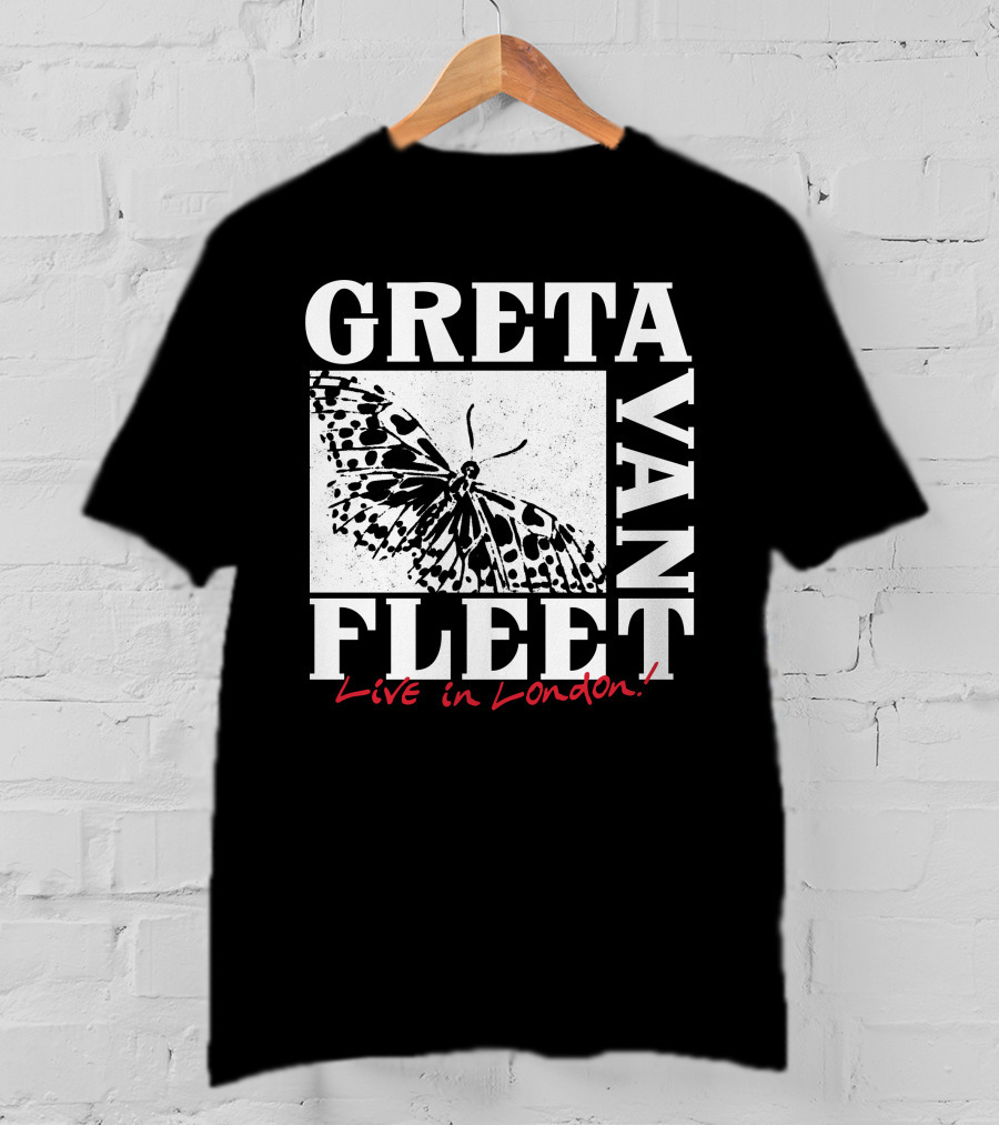 Greta Van Fleet Live In London Butterfly Motif T-Shirt
