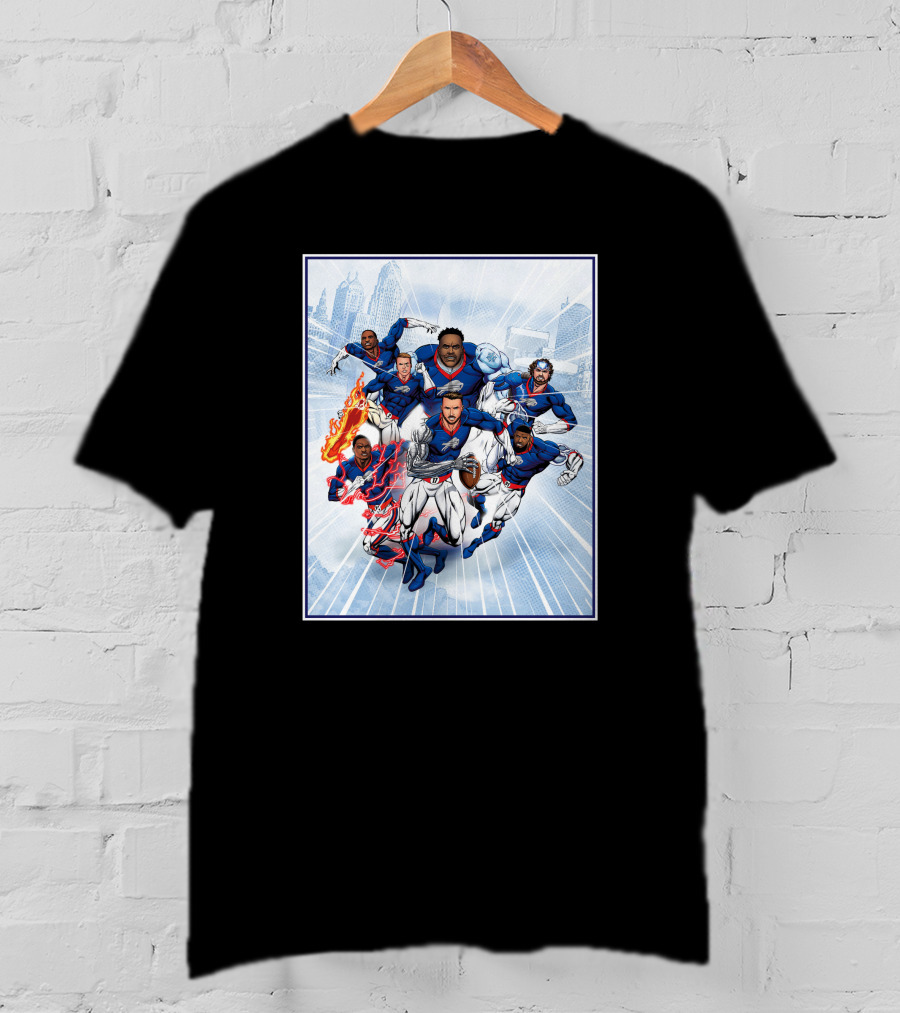 Bills Super Hero Comic Style Team Assembly T-Shirt
