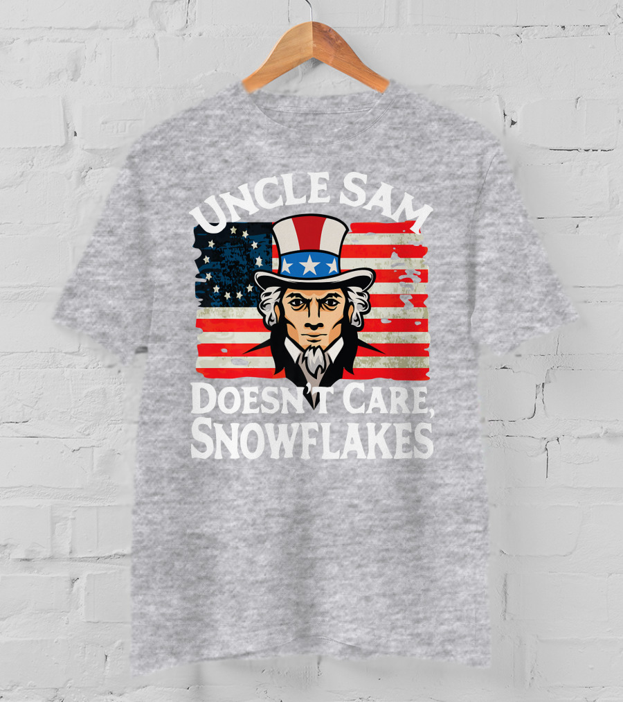 Uncle Sam Doesn't Care Snowflakes American Flag T-Shirt