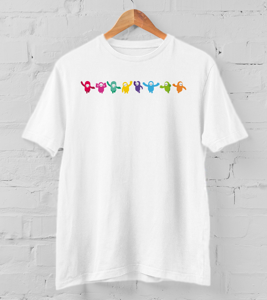 Fall Guys Forever Colorful Characters Friends White T-Shirt