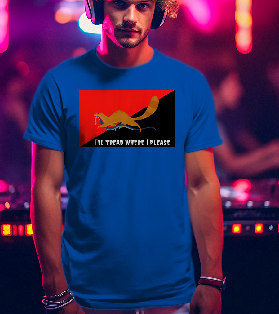 I'll Tread Where I Please Squirrel With Snake On Red T-Shirt
