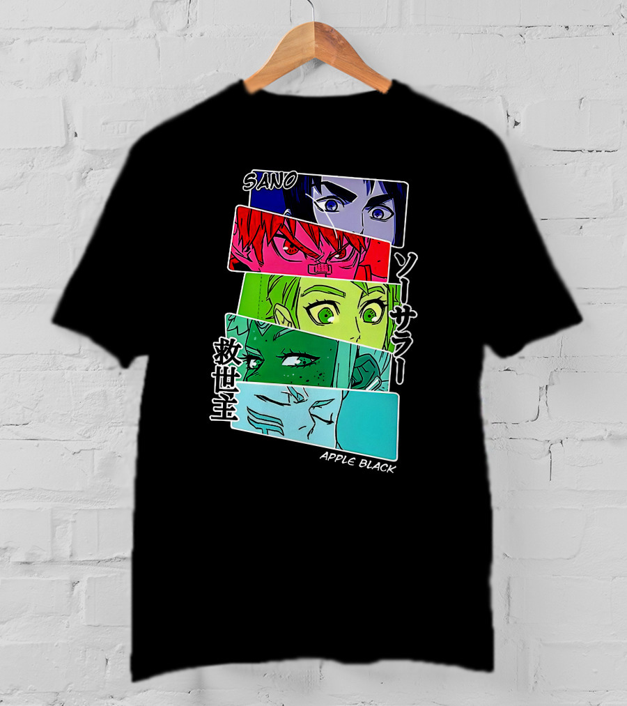 Saturday AM Apple Black Sano Character Panels Spencer's Merch T-Shirt
