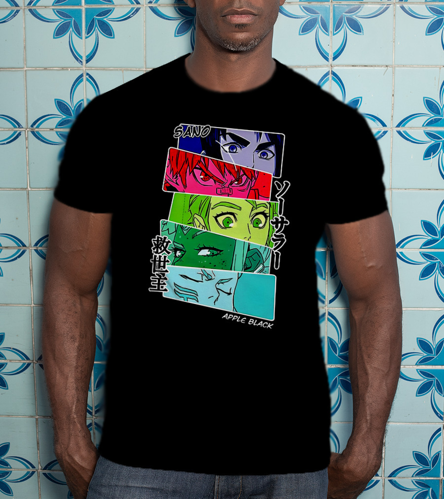 Saturday AM Apple Black Sano Character Panels Spencer's Merch T-Shirt