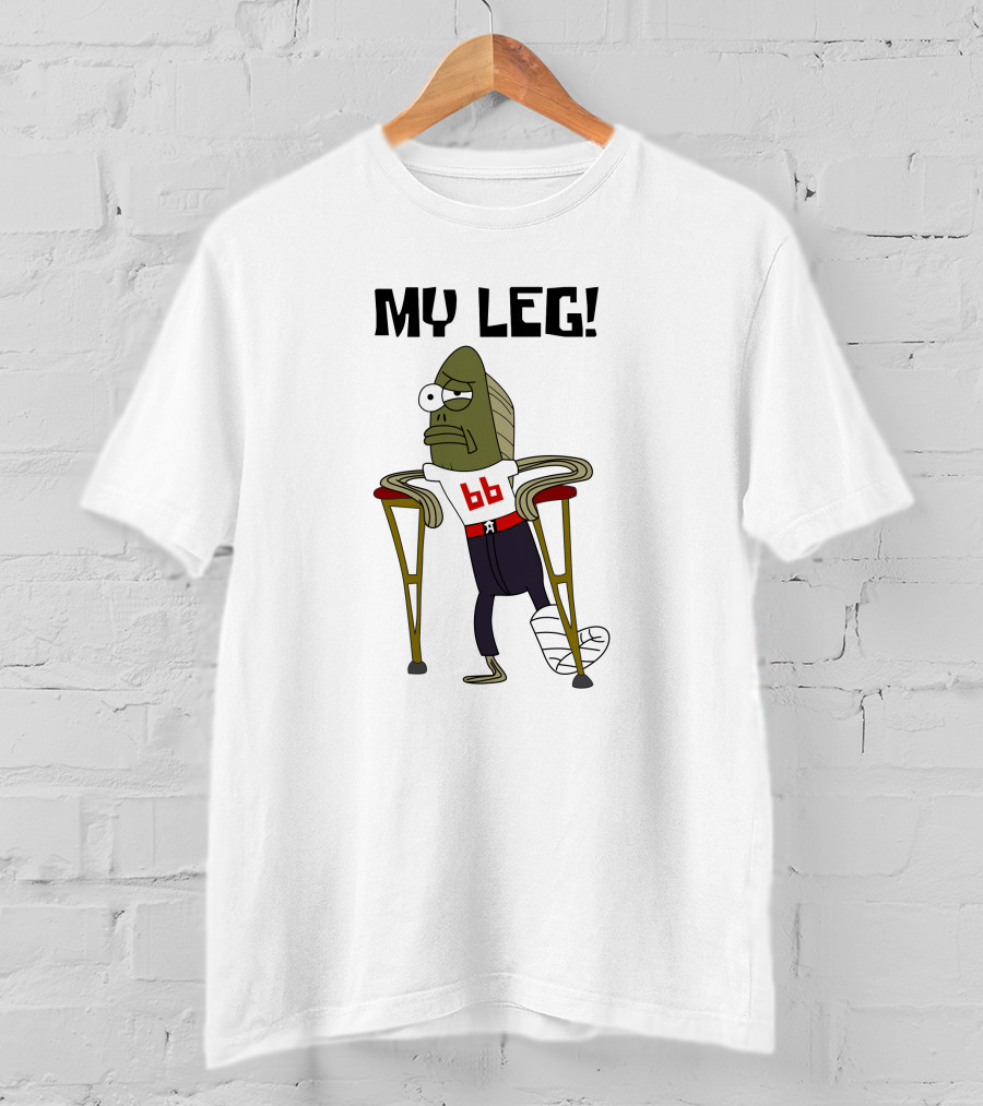 SpongeBob My Leg Iconic Character 66 Crutches Injured Gag T-Shirt