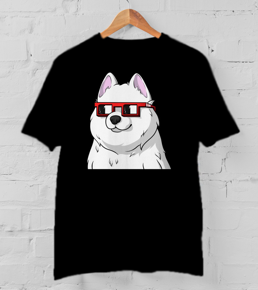 SAMO X Nouns White Dog With Red Glasses T-Shirt