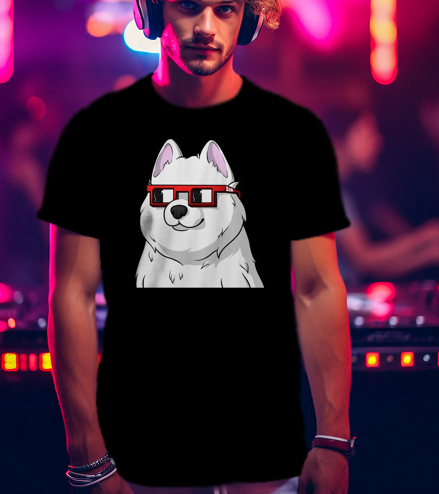 SAMO X Nouns White Dog With Red Glasses T-Shirt