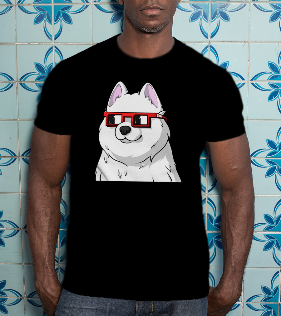 SAMO X Nouns White Dog With Red Glasses T-Shirt