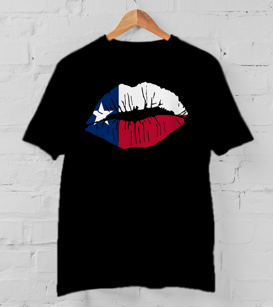 Texas Lone Star Flag Lips T-Shirt
