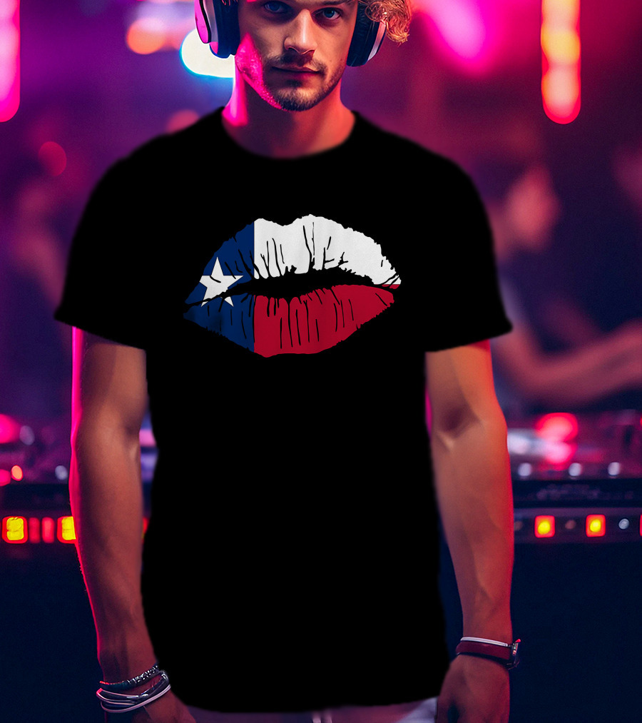 Texas Lone Star Flag Lips T-Shirt