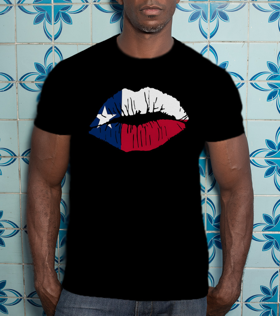 Texas Lone Star Flag Lips T-Shirt
