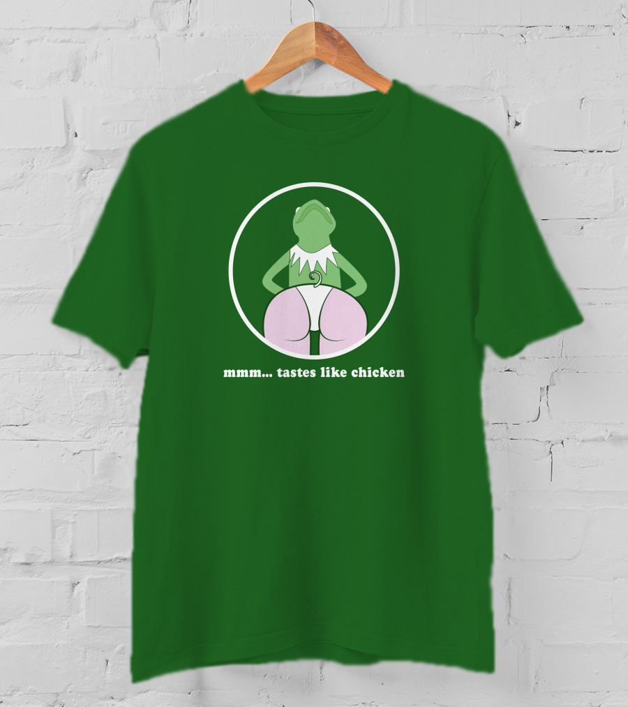 Kermits Frog Mmm Tastes Like Chicken Humorous Green Circle T-Shirt