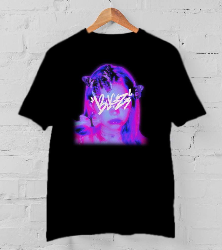 Bugzz Girl Neon Butterfly Aesthetic T-Shirt