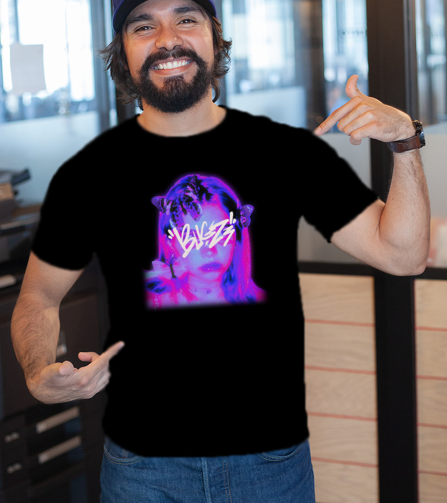 Bugzz Girl Neon Butterfly Aesthetic T-Shirt
