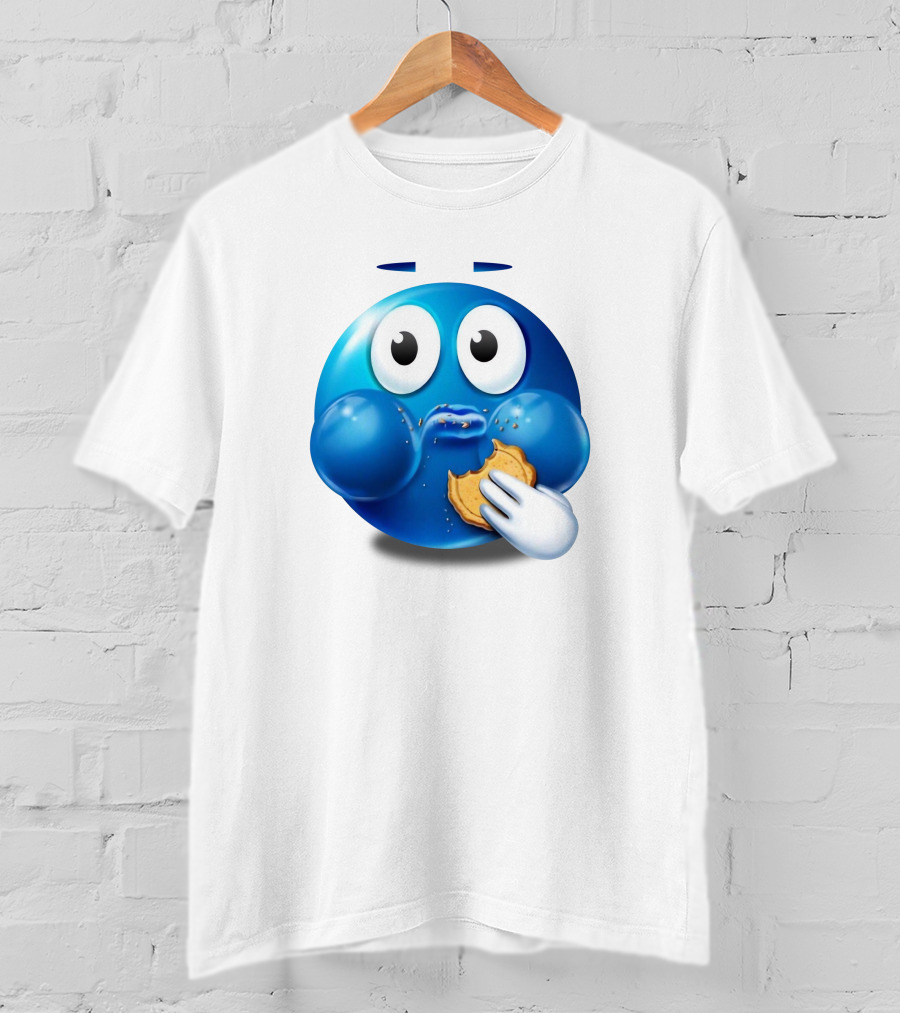 Pac-Man Style Blue Ghost Eating Cookies Hungee T-Shirt