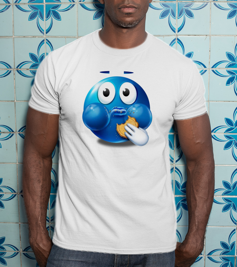 Pac-Man Style Blue Ghost Eating Cookies Hungee T-Shirt