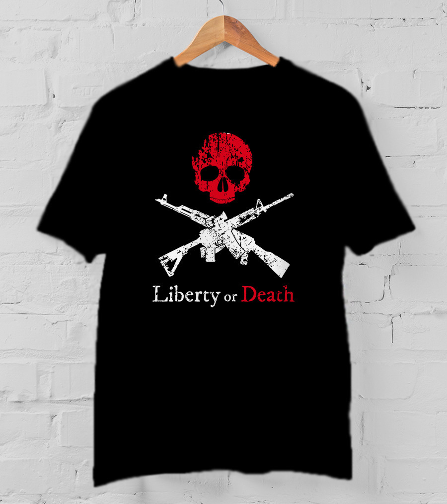 Liberty Or Death Skull And Crossed Rifles T-Shirt
