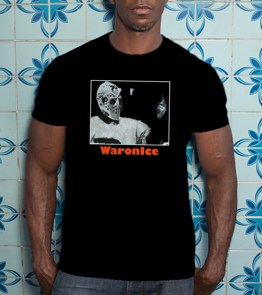 WaronIce Masked Hockey Player With Middle Finger Gesture T-Shirt