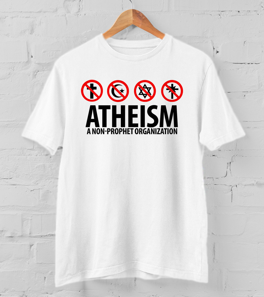 Atheist Republic Atheism A Non-Prophet Organization Cross Crescent Star Marks T-Shirt