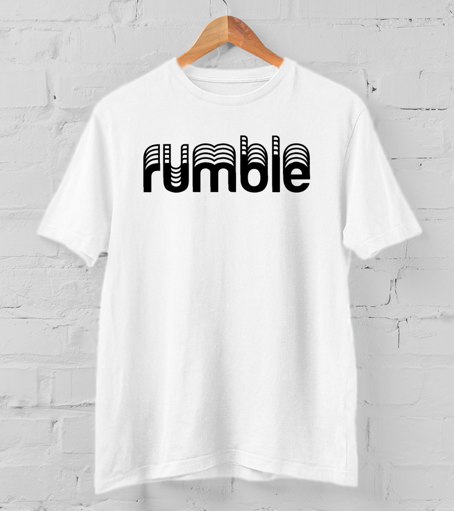 Rumble Optical Illusion Text Design White T-Shirt