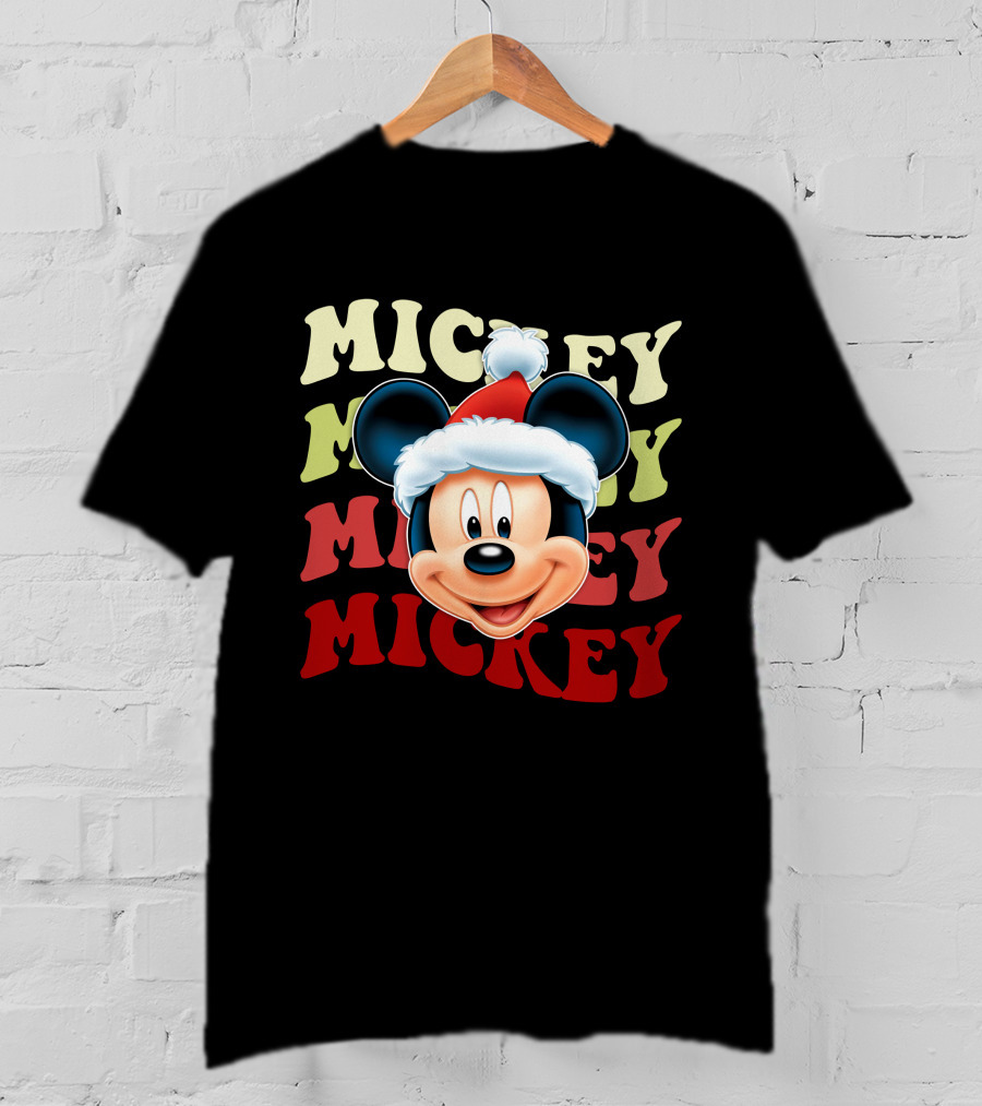 Mickey Mouse Christmas Santa Hat Holiday Festive T-Shirt
