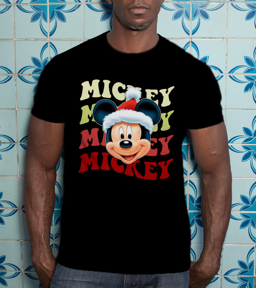 Mickey Mouse Christmas Santa Hat Holiday Festive T-Shirt