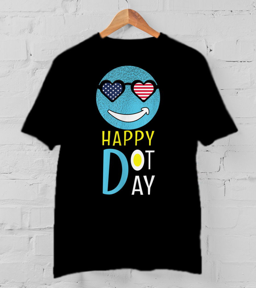 Happy International Dot Day September Smile American Flag Sunglasses T-Shirt