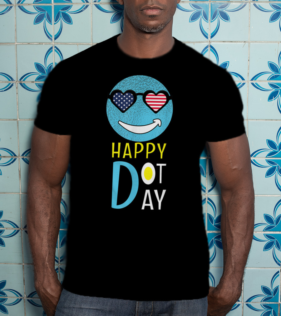Happy International Dot Day September Smile American Flag Sunglasses T-Shirt