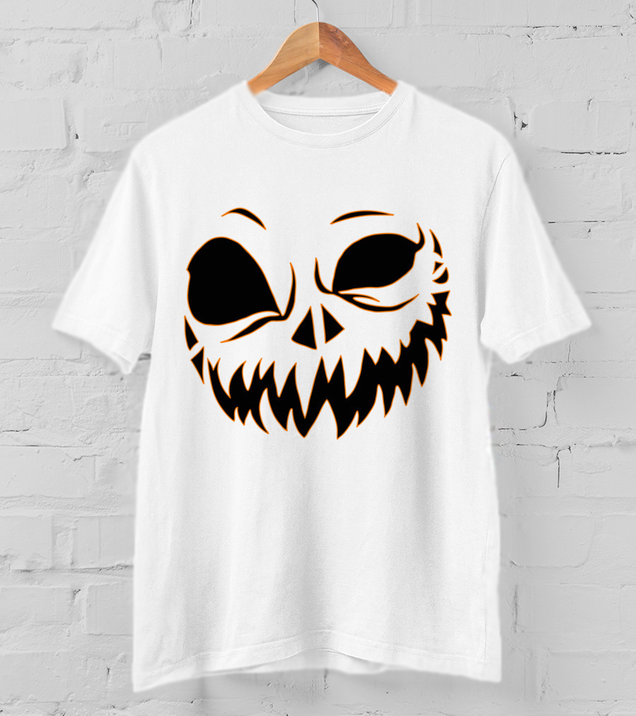 Halloween Scary Evil Pumpkin Head With Funny Pumpkin Face T-Shirt