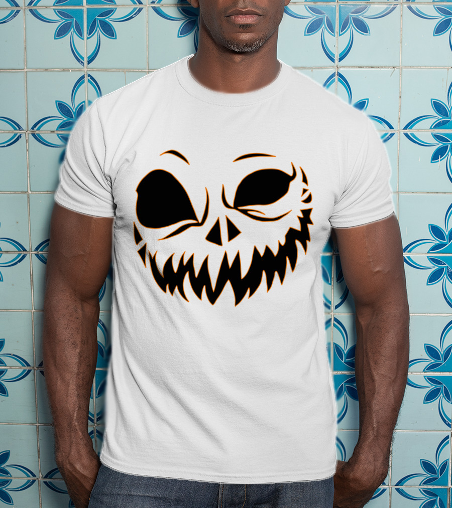 Halloween Scary Evil Pumpkin Head With Funny Pumpkin Face T-Shirt