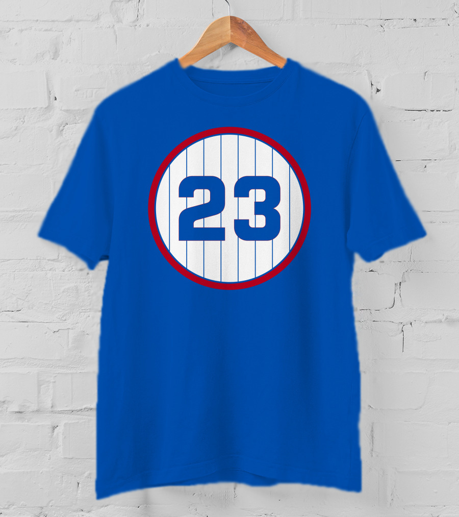 Harry Caray 23 Baseball Number Circle Blue Pinstripe T-Shirt