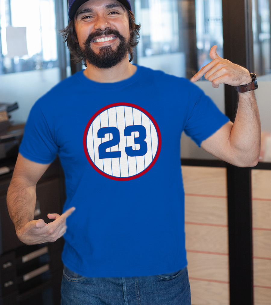 Harry Caray 23 Baseball Number Circle Blue Pinstripe T-Shirt