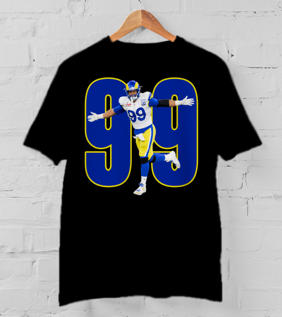 Aaron Charles Donald Number 99 NFL Player In Blue And Yellow Football Uniform T-Shirt