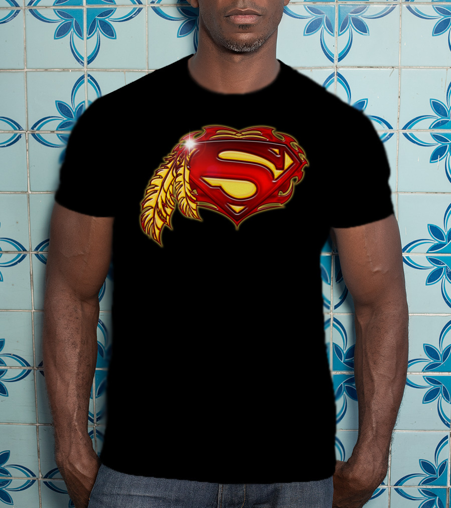 Superman Logo With Native Feather T-Shirt