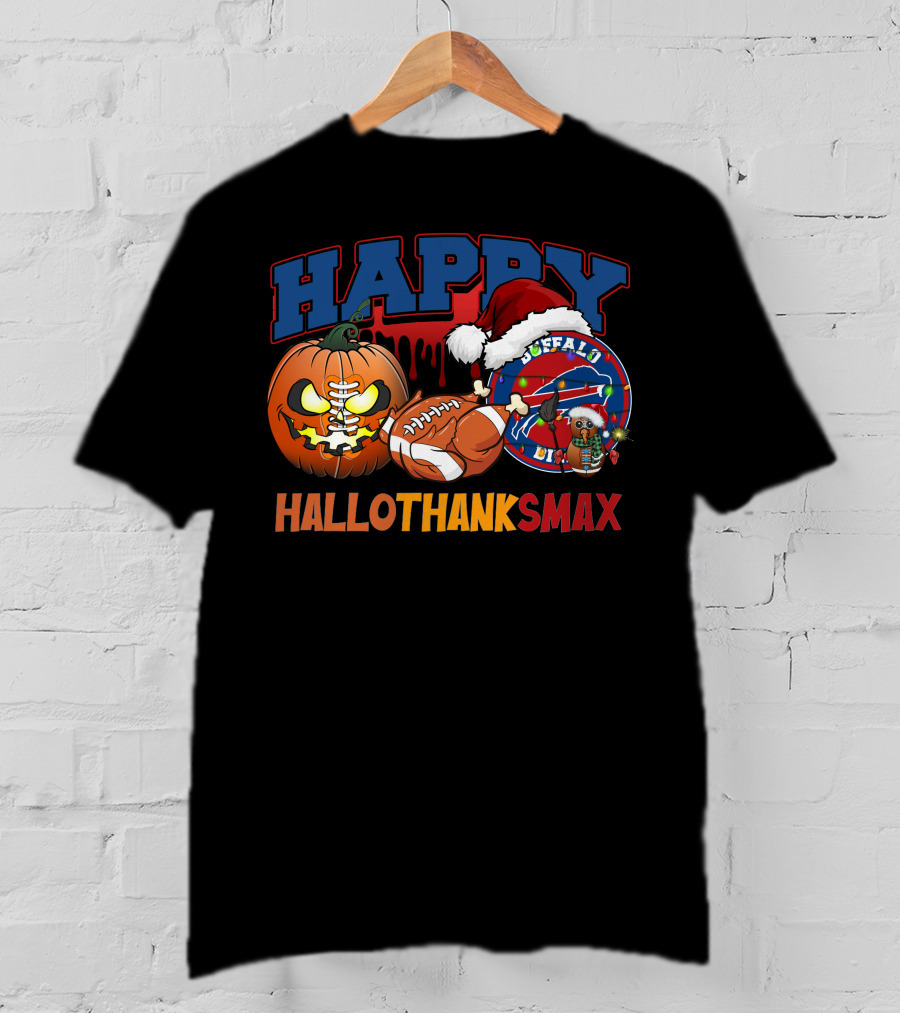 Happy Hallothanksmax Buffalo Football Holiday Fusion T-Shirt
