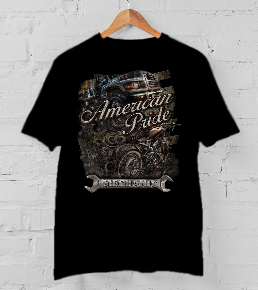 American Pride Mechanic Truck Motorcycle T-Shirt