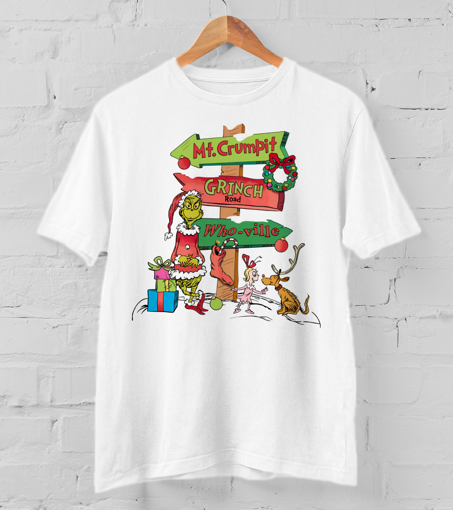 Merry Christmas Grinch Mt. Crumpit Grinch Road Who-ville T-Shirt